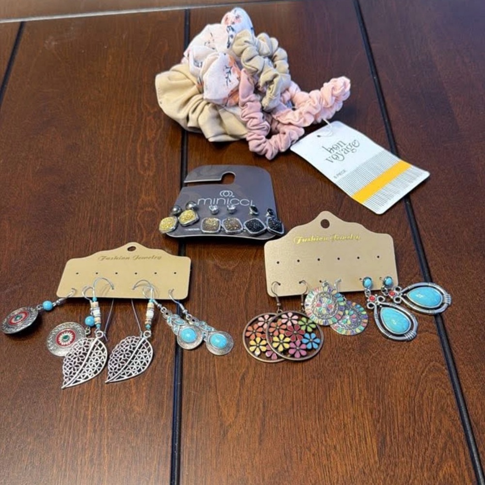 Colorful Earring and Scrunchie Set